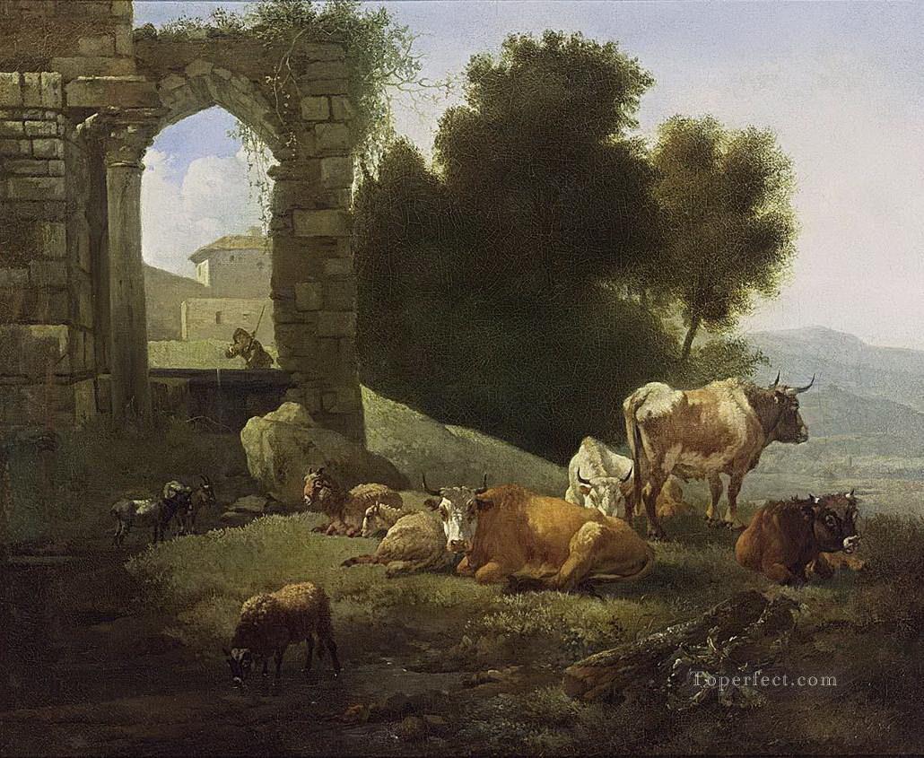 pastor vaca italianizante paisaje willem romeijn Pintura al óleo